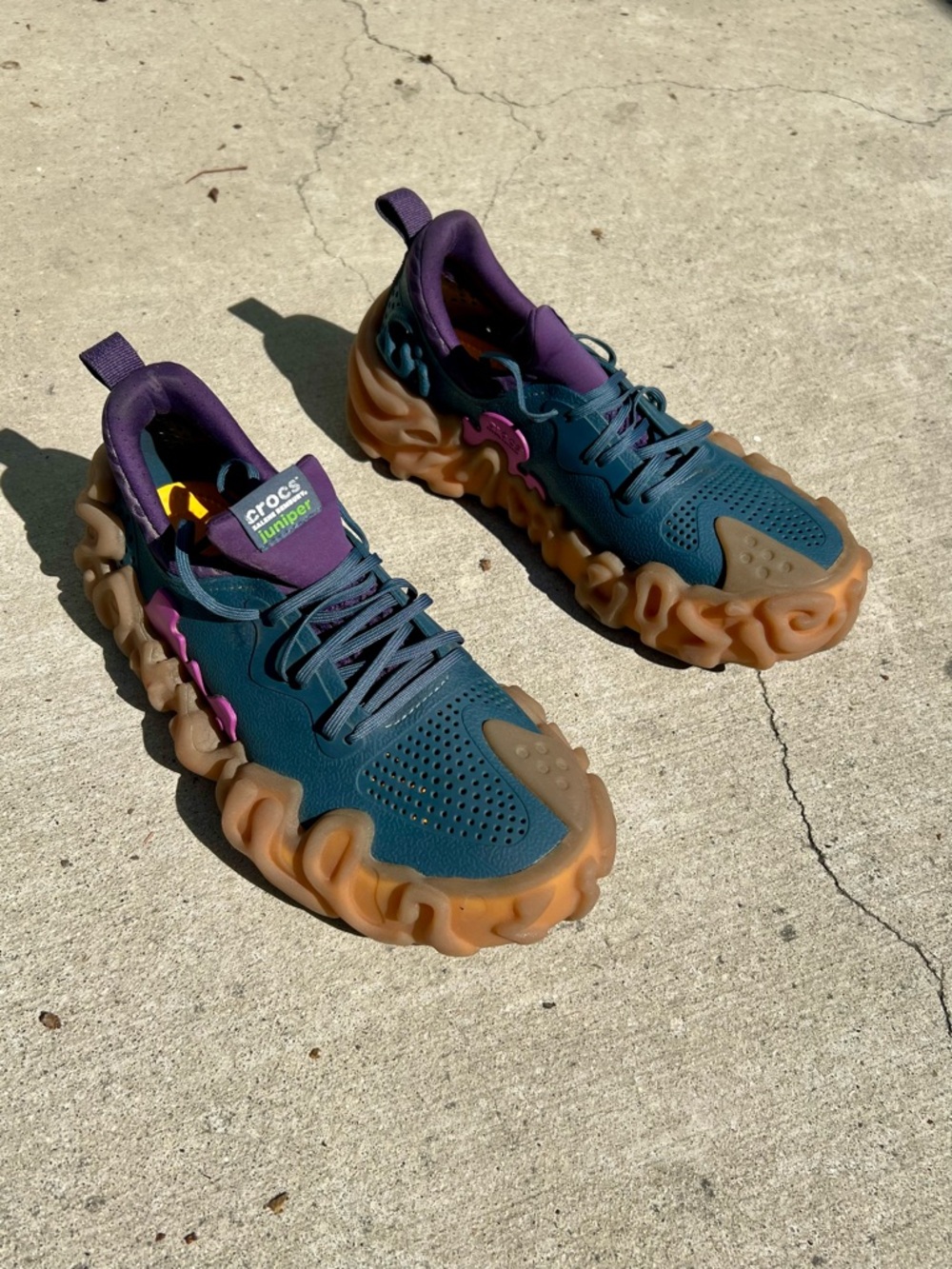 CROCS Teal & Purple Trail-Style Runner with Gum Sole